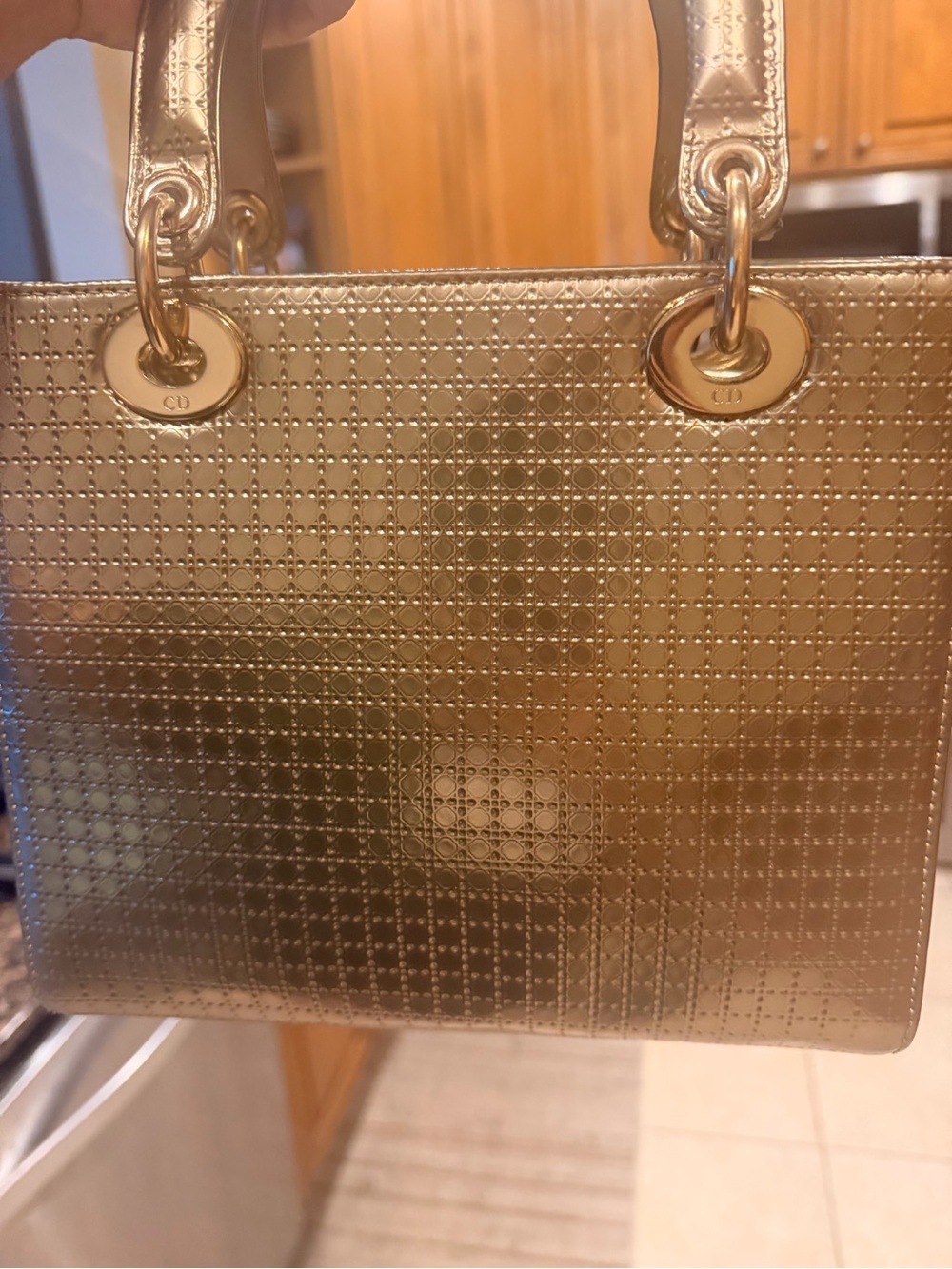 Bronze lady Dior Leather Top-Handle Women’s Bag - Picture 9 of 12